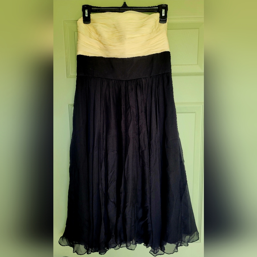 Two-Tone Black and Cream Strapless Dress